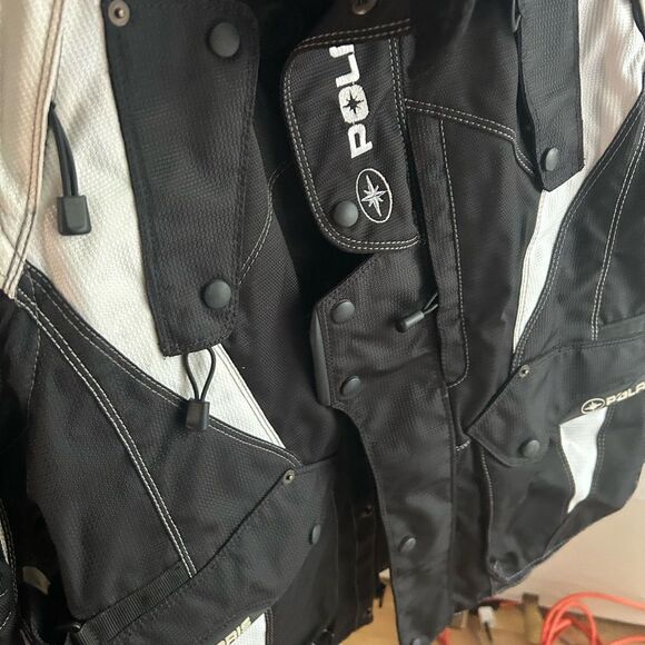 Polaris Racing Black & White Snowmobile Light Jacket Men’s Sz M - Picture 13 of 16